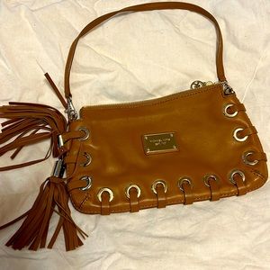 Michael kors brown leather clutch